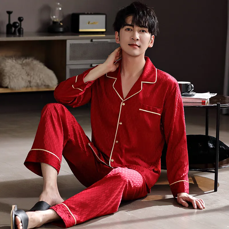 Floating Light Islands Pajama Set Men's Red-3