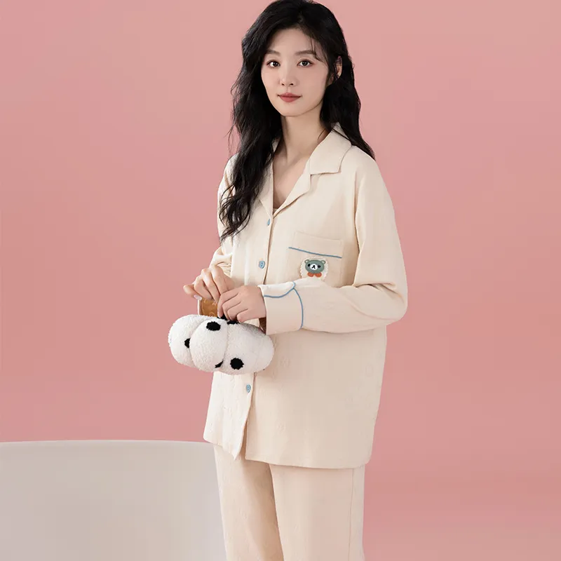 Floating Light Islands Pajama Set Women's Gift Box Set Ecru-6