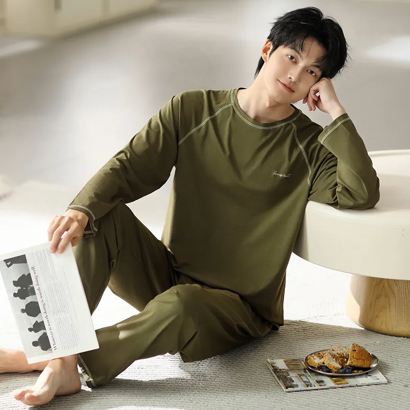 Floating Light Islands Pajama Set Gift Box Set Men's Olive-2