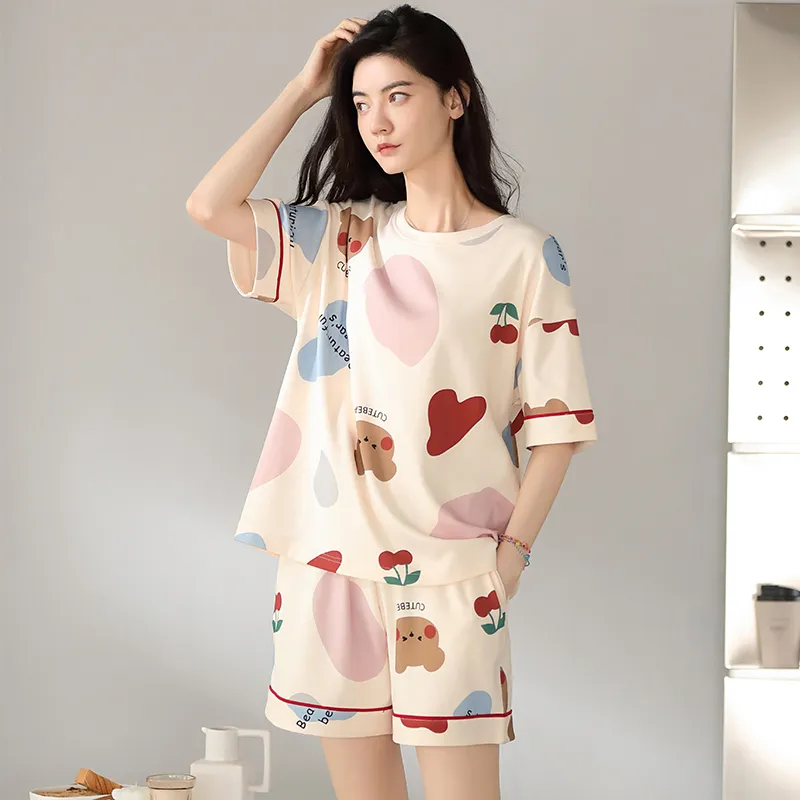 Floating Light Islands Pajama Set Women's Gift Box Set Apricot Pink-6