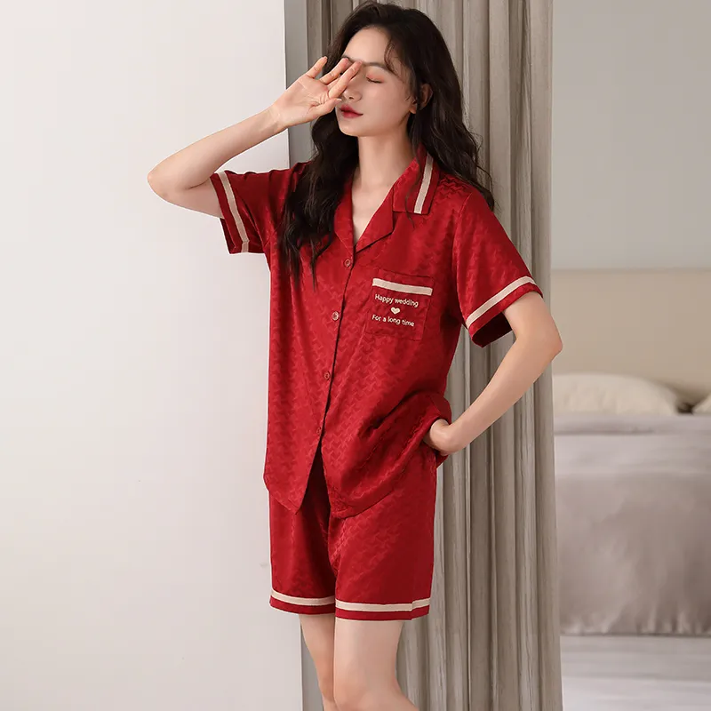 Floating Light Islands Pajama Set Women's Red-3
