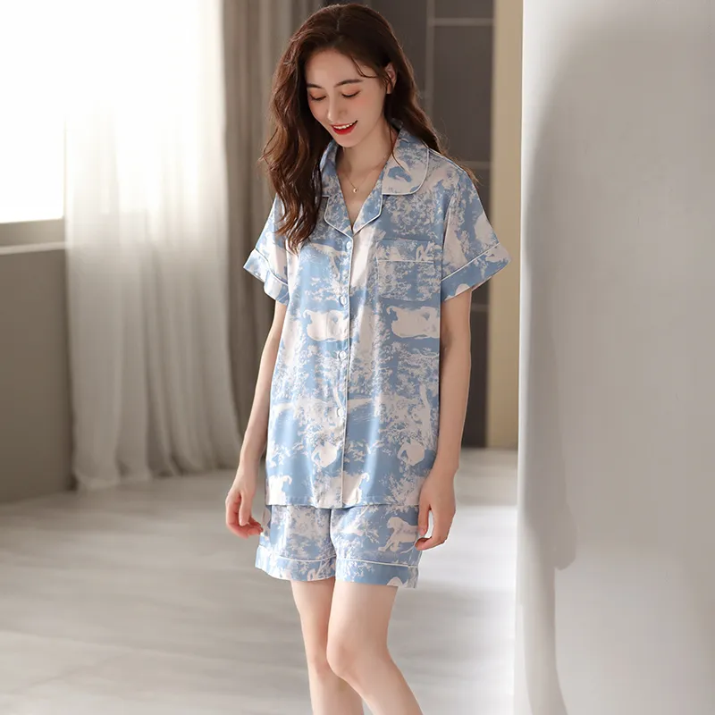 Floating Light Islands Pajama Set Women's Gift Box Set Light Blue-3