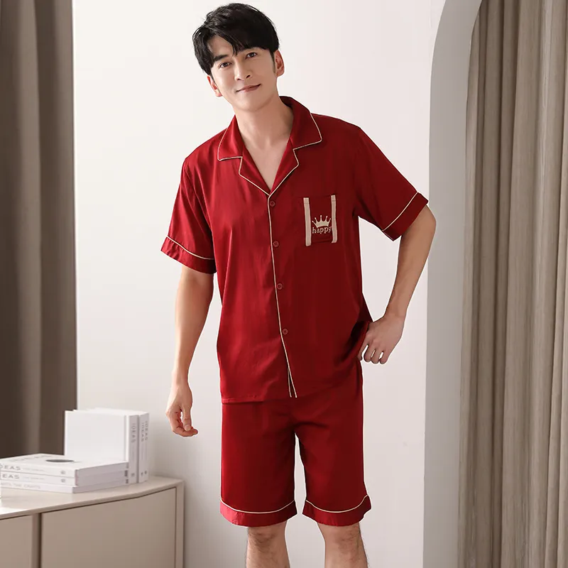 Floating Light Islands Pajama Set Men's Red-2