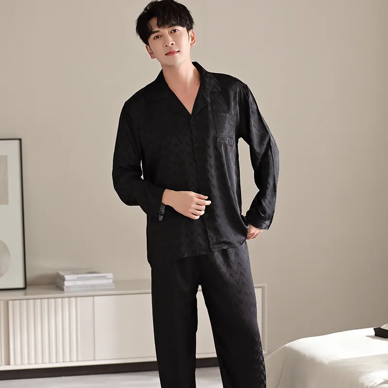 Floating Light Islands Pajama Set Men's Gift Box Set Black-1