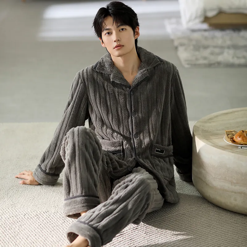 Floating Light Islands Pajama Set Men's Gift Box Set Gray-4