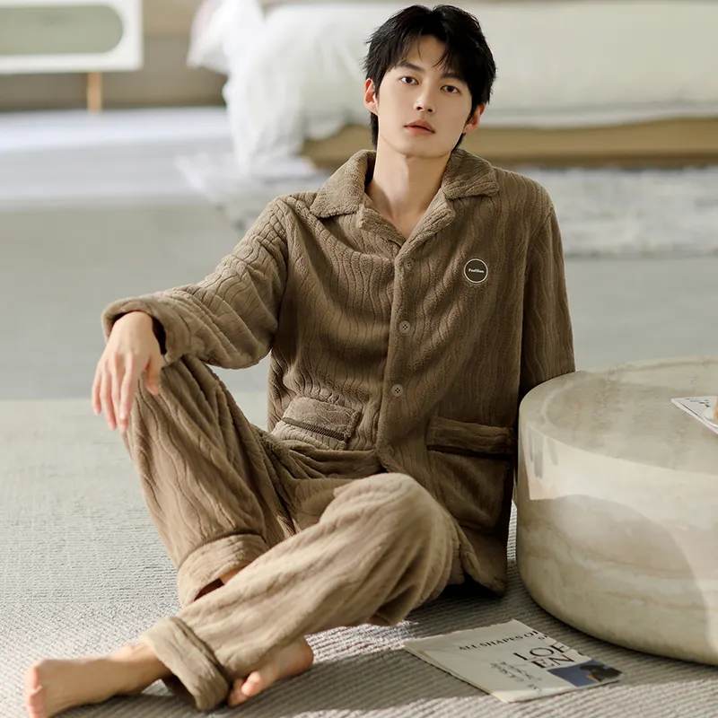 Floating Light Islands Pajama Set Gift Box Set Men's Dark Brown-1