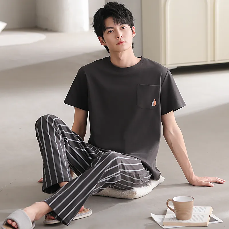 Floating Light Islands Pajama Set Men's Black-1