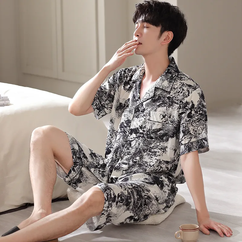 Floating Light Islands Pajama Set Men's Black-3