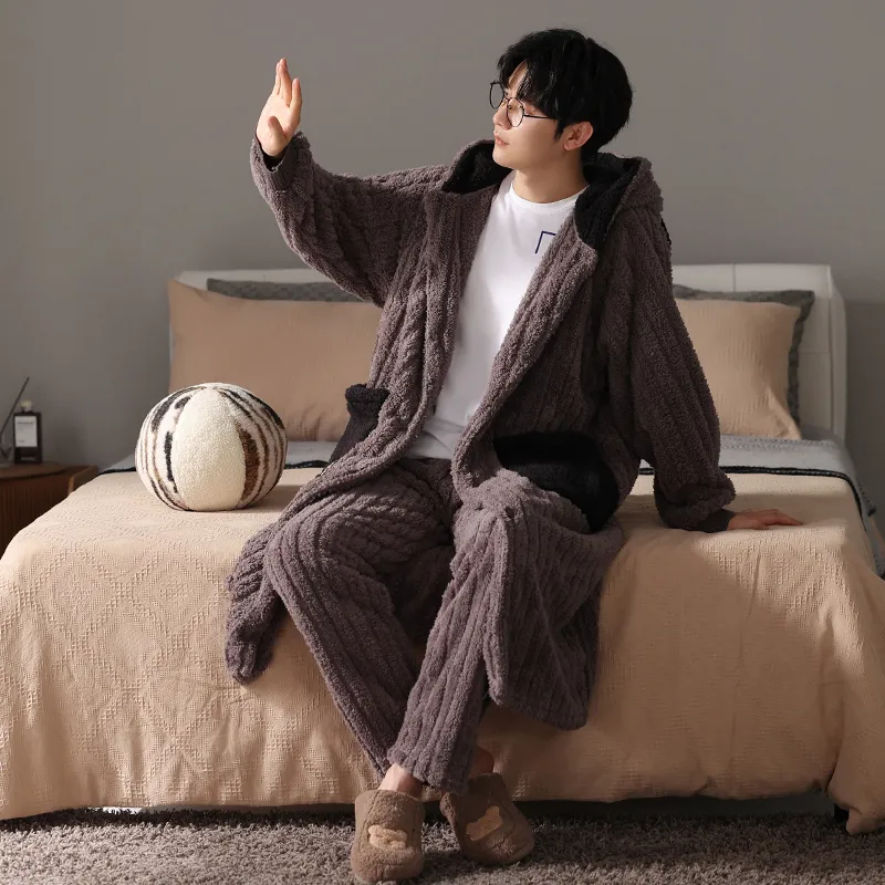 Floating Light Islands Pajama Set Men's Brown-5