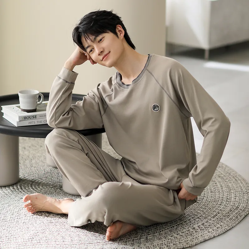 Floating Light Islands Pajama Set Gift Box Set Men's Tea Brown-3