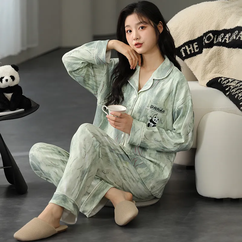 Floating Light Islands Pajama Set Women's Gift Box Set Green-6