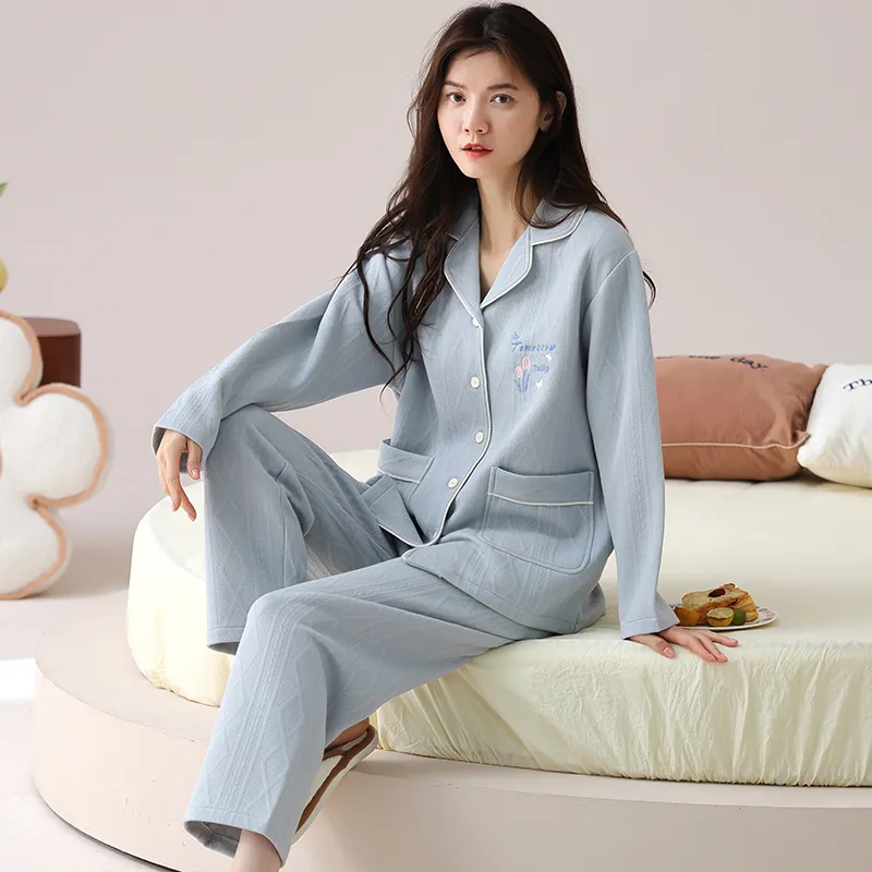 Floating Light Islands Pajama Set Women's Shopping Bag Included Light Blue-2