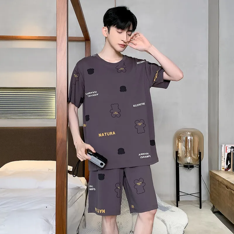 Floating Light Islands Pajama Set Men's Gift Box Set Dark Brown-1
