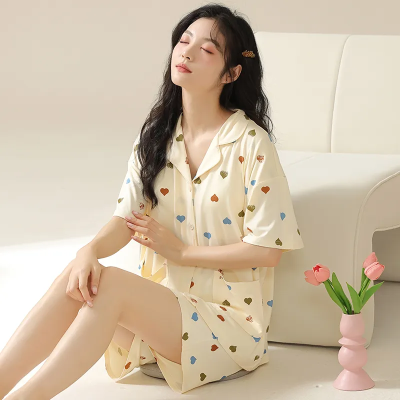 Floating Light Islands Pajama Set Women's Box Light Apricot-5