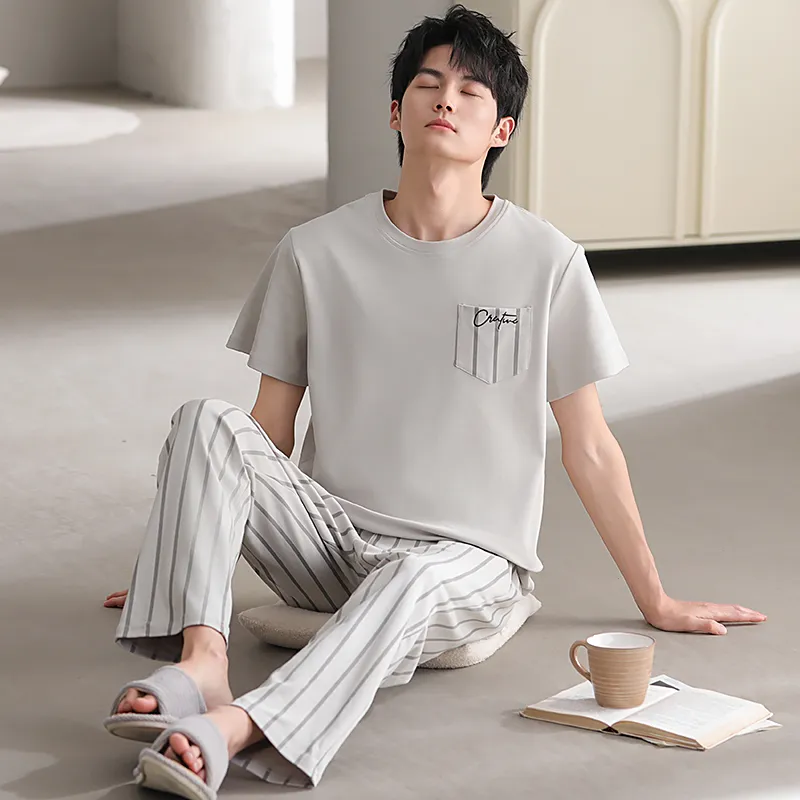 Floating Light Islands Pajama Set Men's Light Gray-2