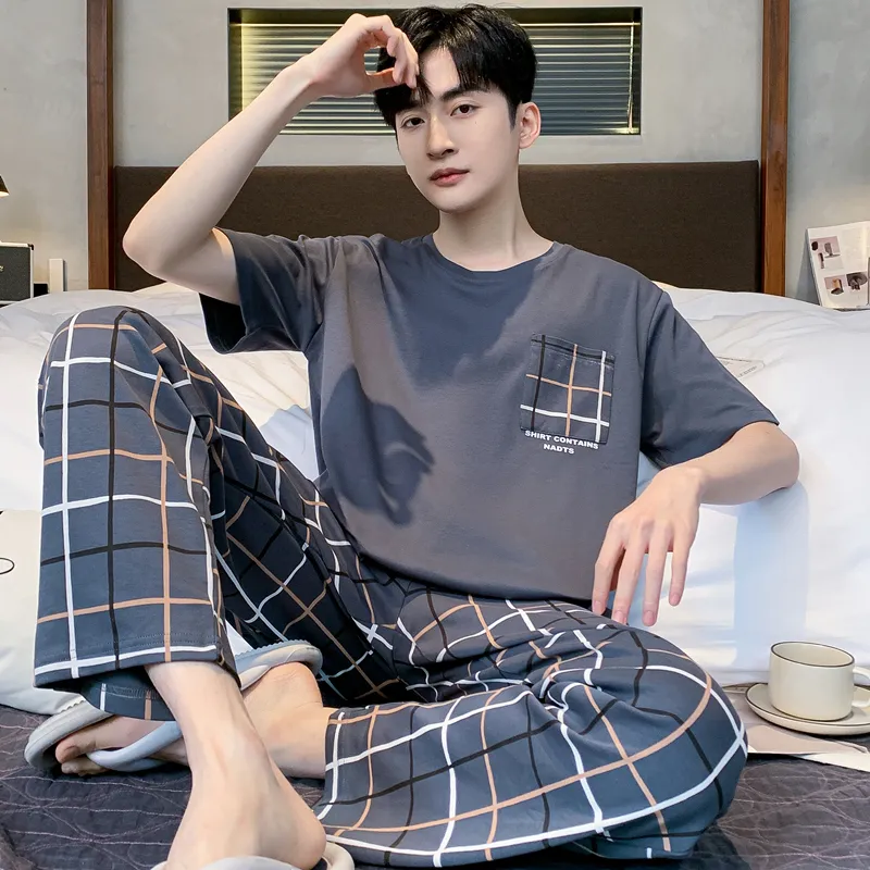 Floating Light Islands Pajama Set Men's Gift Box Set Dark Blue-4