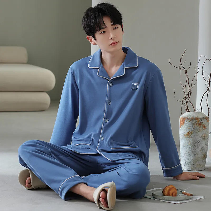 Floating Light Islands Pajama Set Men's Gift Box Set Blue-1