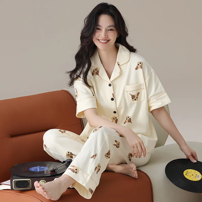 Floating Light Islands Pajama Set Women's Apricot-3