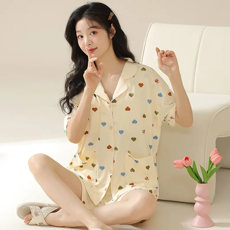 Floating Light Islands Pajama Set Women's Box Light Apricot-7