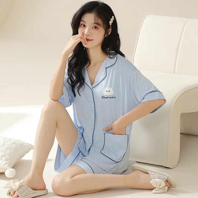 Floating Light Islands Pajama Set Women's Box Light Blue-7