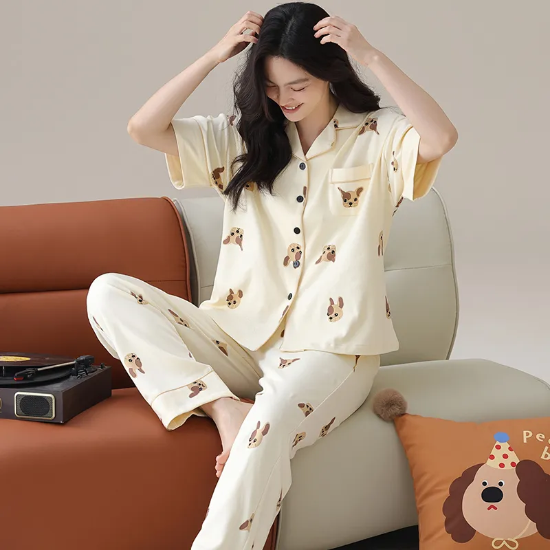 Floating Light Islands Pajama Set Women's Apricot-1