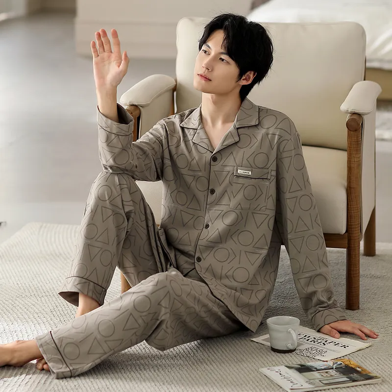 Floating Light Islands Pajama Set Gift Box Set Men's Tea Brown-4