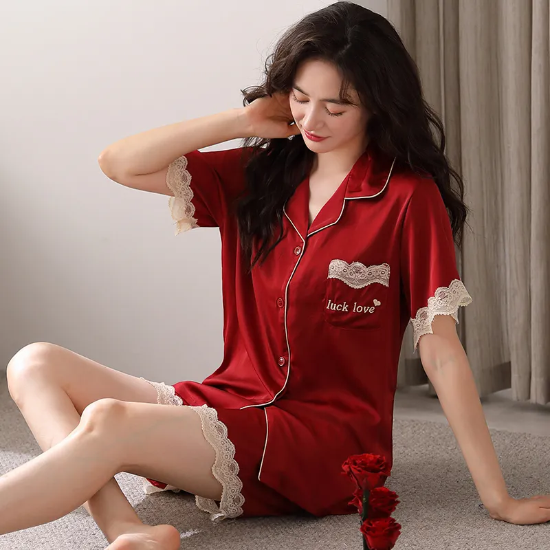 Floating Light Islands Pajama Set Women's Gift Box Set Red-3