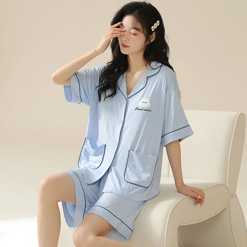 Floating Light Islands Pajama Set Women's Box Light Blue-2