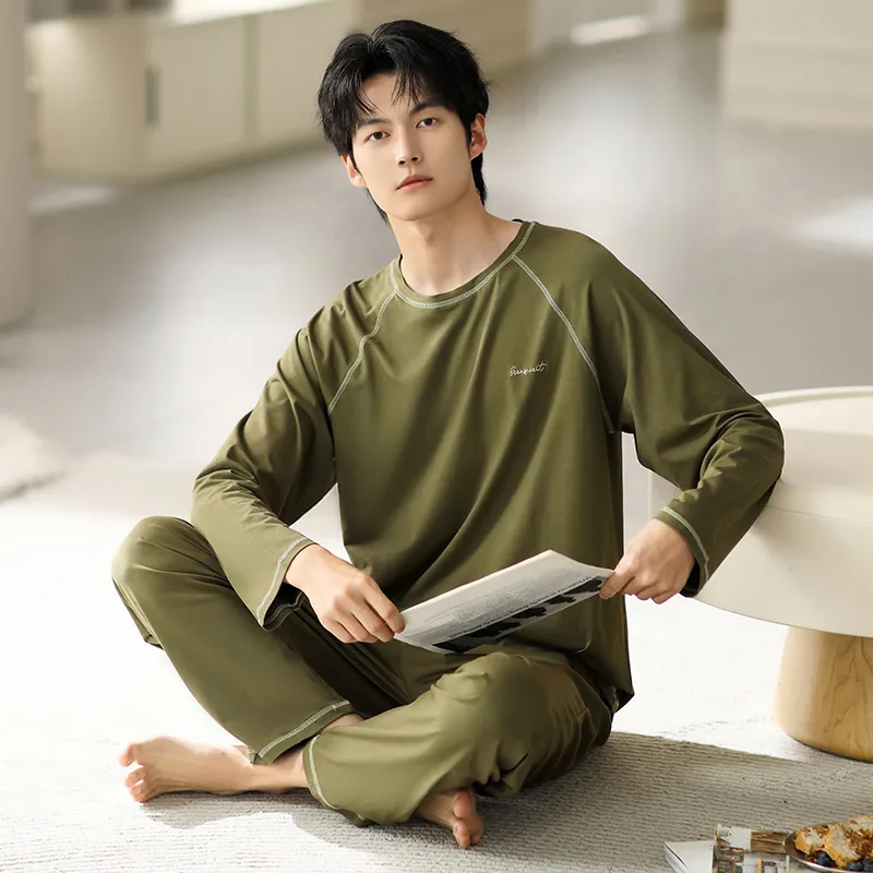 Floating Light Islands Pajama Set Gift Box Set Men's Olive-4