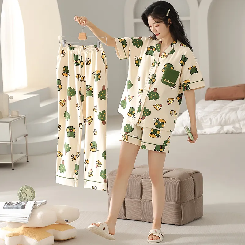 Floating Light Islands Pajama Set Women's Box Green-1