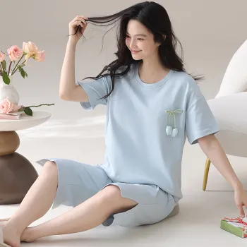 Floating Light Islands Pajama Set Women's Light Blue