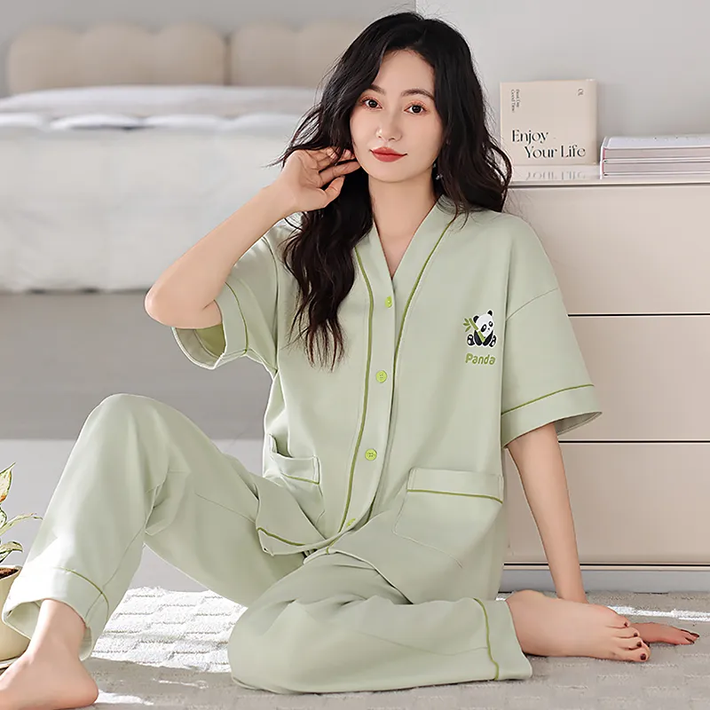 Floating Light Islands Pajama Set Women's Light Green-2