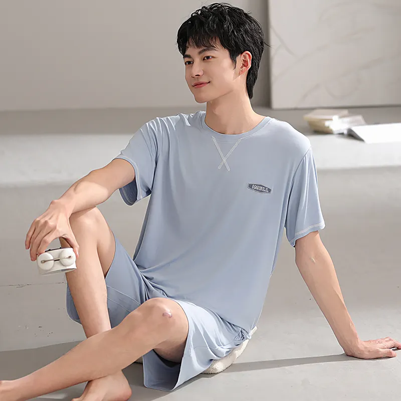 Floating Light Islands Pajama Set Men's Light Blue-3