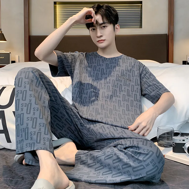 Floating Light Islands Pajama Set Men's Dark Blue-1