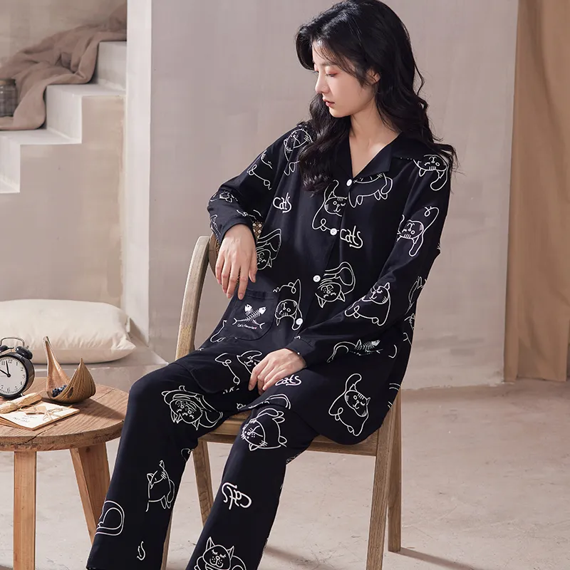 Floating Light Islands Pajama Set Women's Gift Box Set Black-1