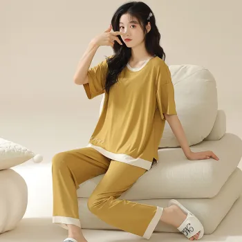 Floating Light Islands Pajama Set Women's Gift Box Set Yellow