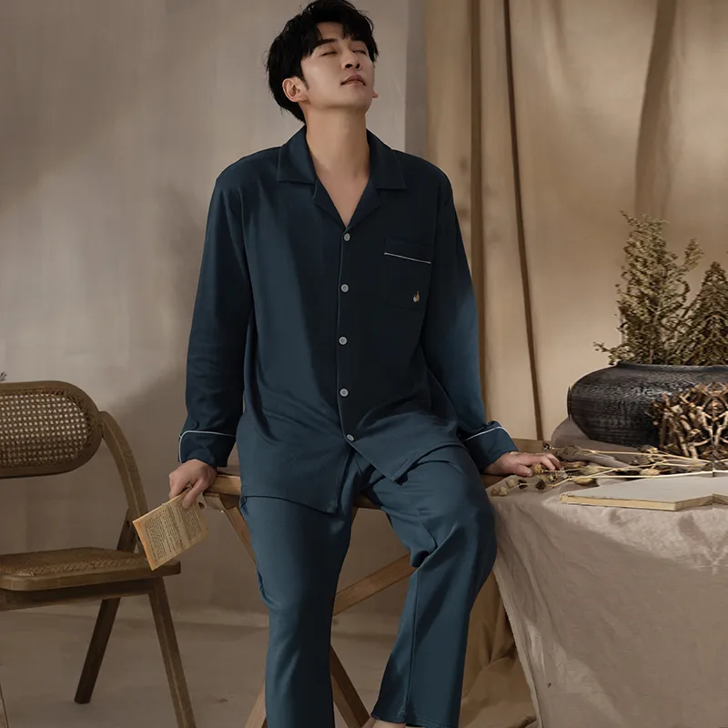 Floating Light Islands Pajama Set Men's Box Navy Blue-4