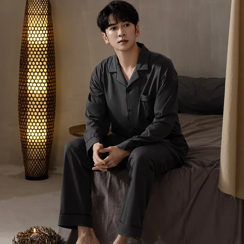 Floating Light Islands Pajama Set Men's Gift Box Set Gray-5