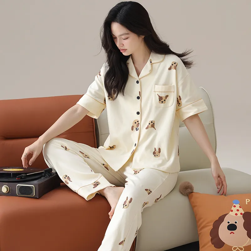 Floating Light Islands Pajama Set Women's Apricot-2