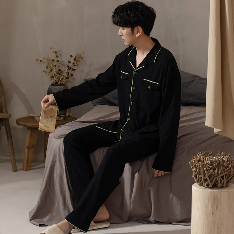 Floating Light Islands Pajama Set Men's Gift Box Set Black-2