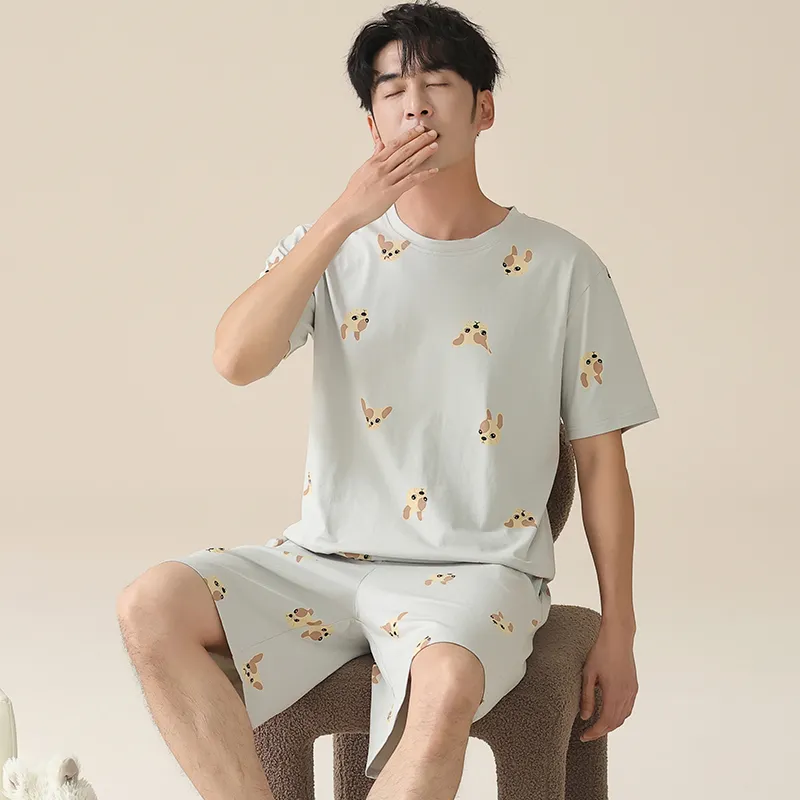 Floating Light Islands Pajama Set Men's Gift Box Set Silver Gray-1