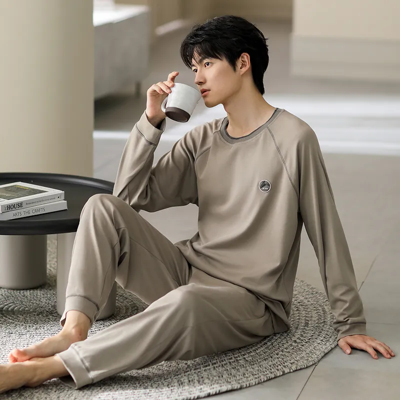 Floating Light Islands Pajama Set Gift Box Set Men's Tea Brown-5