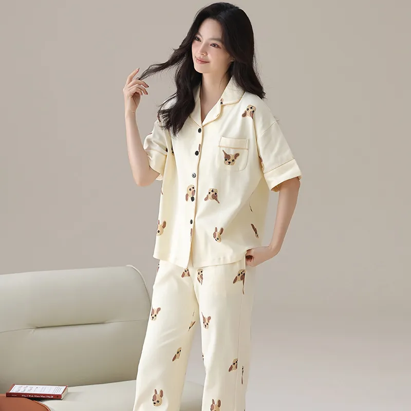 Floating Light Islands Pajama Set Women's Apricot-5