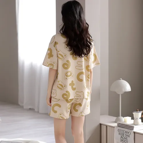 Floating Light Islands Pajama Set Women's Gift Box Set Beige Yellow