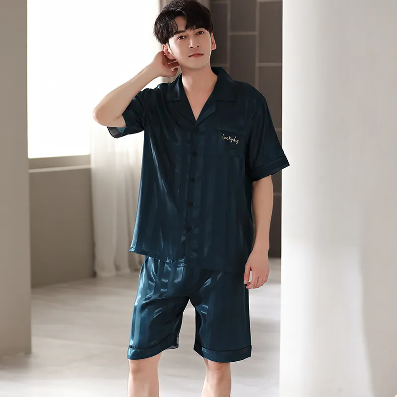 Floating Light Islands Pajama Set Men's Gift Box Set Peacock Blue-4