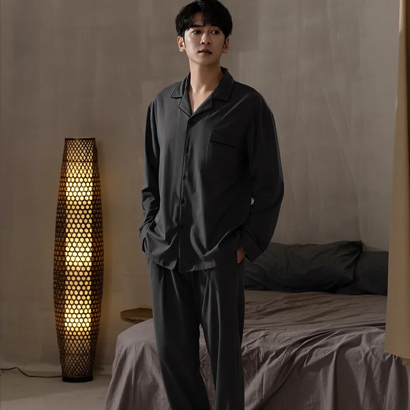 Floating Light Islands Pajama Set Men's Gift Box Set Gray-6