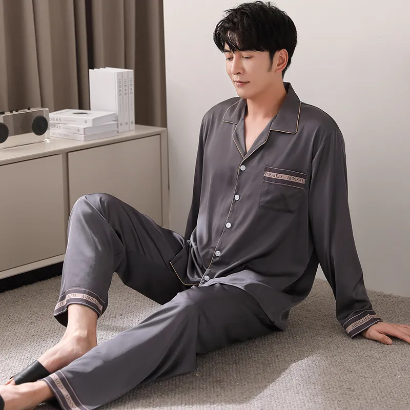 Floating Light Islands Pajama Set Men's Gift Box Set Gray-2