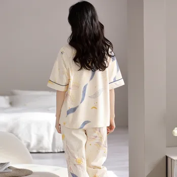 Floating Light Islands Pajama Set Women's Gift Box Set Light Apricot