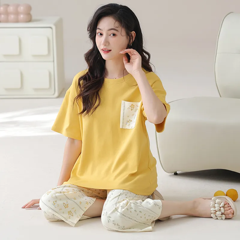 Floating Light Islands Pajama Set Women's Yellow-2
