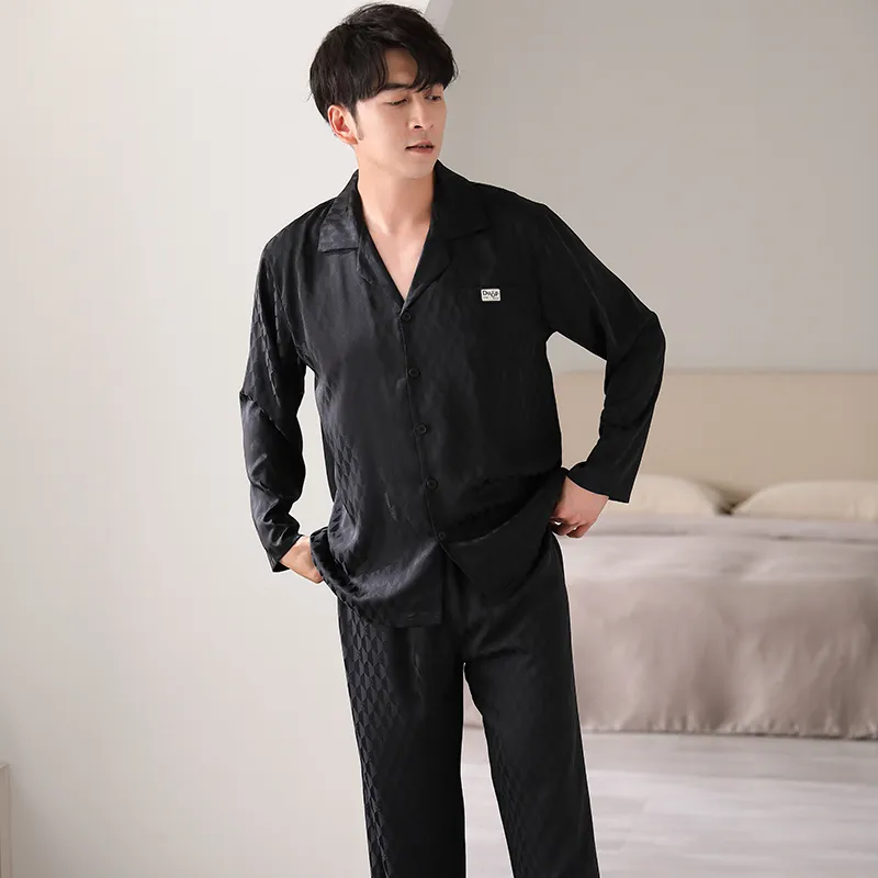Floating Light Islands Pajama Set Men's Gift Box Set Black-4
